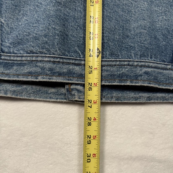 Vintage Tommy Jeans Jacket Mens 2XL Blue Denim Tan Collar Crest Patch 90s - Picture 13 of 14